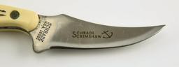 Lot # 4581 - (2) Knives: Schrade Scrimshaw skinning knife, Schrade 4” folder with synthetic handle