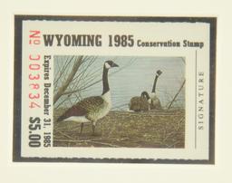 Lot # 4095 - 1st of State 1985 Wyoming Stamp Print by Robert Kusserow. Pencil signed & numbered.