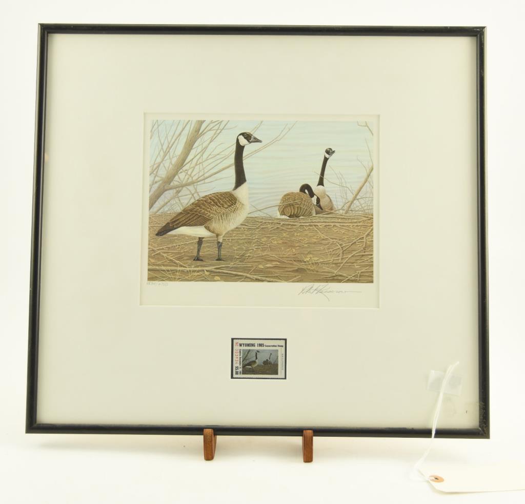 Lot # 4095 - 1st of State 1985 Wyoming Stamp Print by Robert Kusserow. Pencil signed & numbered.