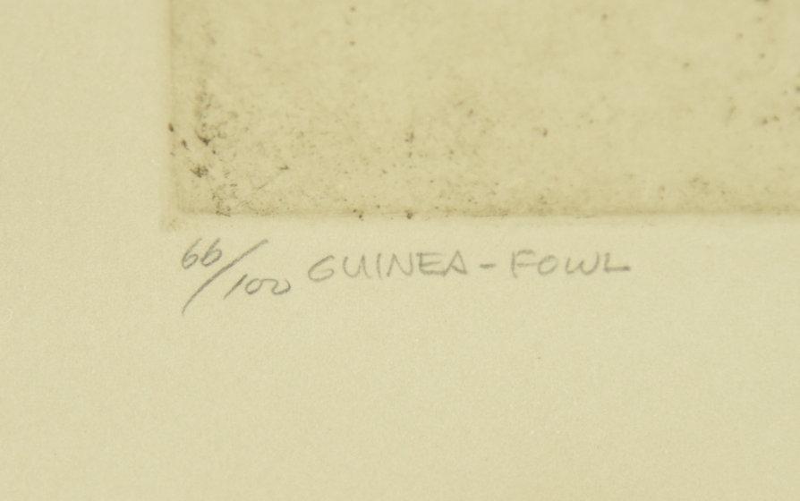 Lot # 4193 - Limited edition “Guinea-Fowl” by Sandy Scott. Print is signed by the artist in