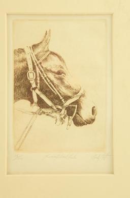 Lot # 4203 - (3) Etchings of animals by Sandy Scott to include “Thoroughbred Tack”, “Dominique