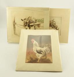 Lot # 4203 - (3) Etchings of animals by Sandy Scott to include “Thoroughbred Tack”, “Dominique