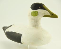 Lot #336 - New England Carved Eider drake decoy in original paint with glass eyes unsigned