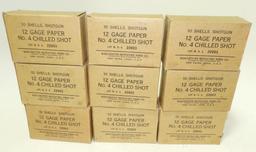 Lot #2154 - (9) boxes of Winchester Repeating Arms 12 gauge Paper #4 chilled lead shot (90 rounds