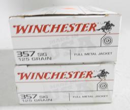 Lot #2160 - (2) boxes of Winchester 357 sig 125 grain FMJ rounds (100) rds. total