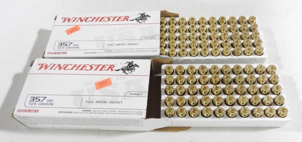 Lot #2160 - (2) boxes of Winchester 357 sig 125 grain FMJ rounds (100) rds. total