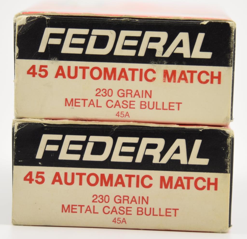 Lot #2285 - (2) boxes of Federal .45 automatic match 230 grain (approx 100 rounds total)	