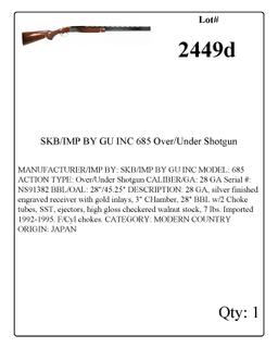 SKB/IMP BY GU INC 685 Over/Under Shotgun 28 GA