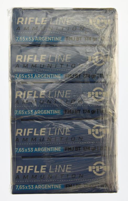 Lot #2550 - 7 Boxes of PPU 7,65 x 53 Argentine 174 Grn FMJ BT Ammo (7 Boxes of 20 = 140 Rds +/-)
