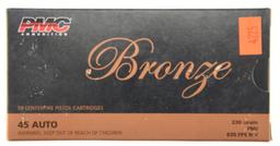 Lot #2551 - 6 Boxes of PMC Bronze .45 ACP 230Gr. FMJ (6 Boxes of 50 = 300 +/- Rds +/-)