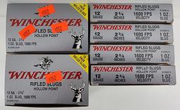 46 +/- Winchester 12 GA Rifled 1 Oz 2.75" lead  slugs. Four Boxes of 5 Each. One Box of 15