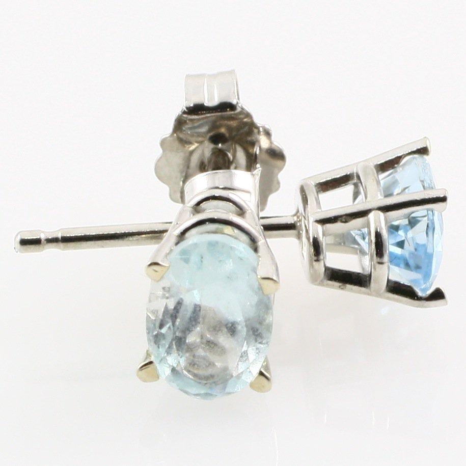 Pair of new 14K white gold aquamarine stud earrings