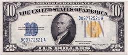 1934A U.S. $10 North Africa yellow seal silver certificate banknote