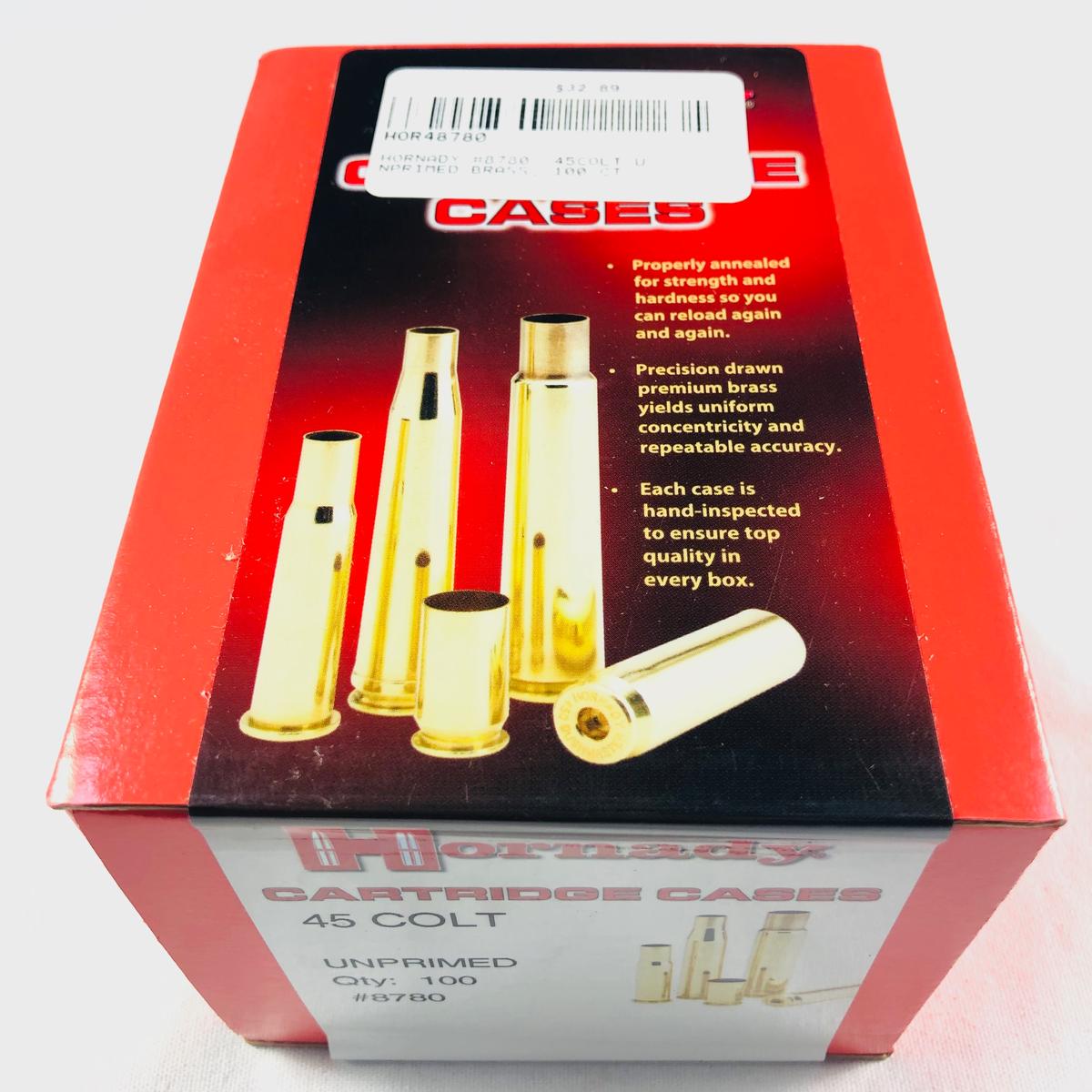 Lot of 3 new boxes of Hornady #8780 .45 Colt unprimed brass: 100 per box