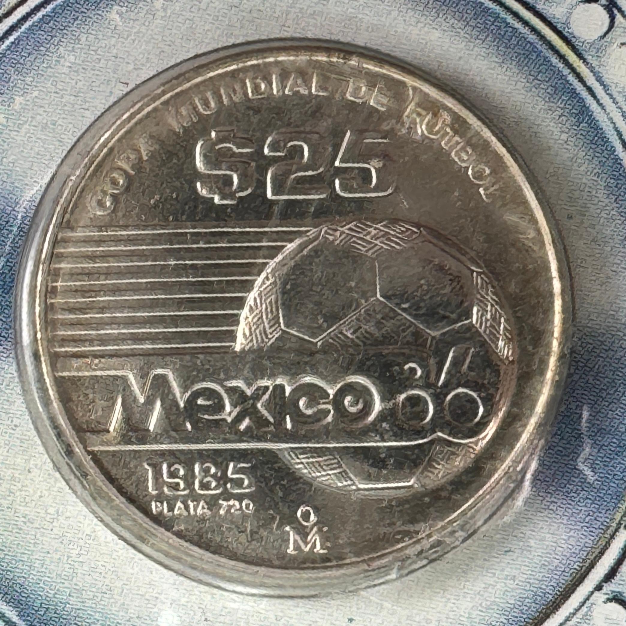 1985 Tesoros del Mundial 5-piece Mexico gold & silver soccer commemorative coin set