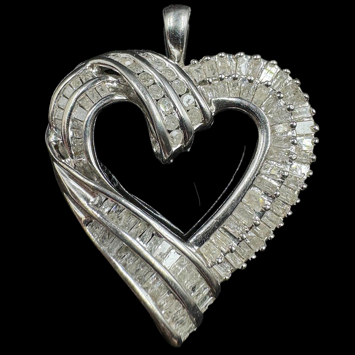 Estate sterling silver diamond pendant