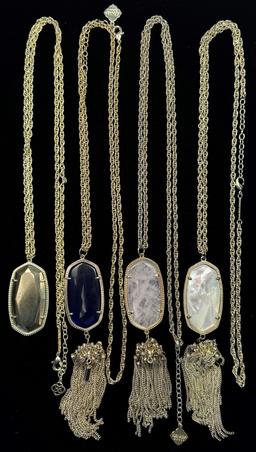 Lot of 4 estate Kendra Scott gold-tone stone necklaces