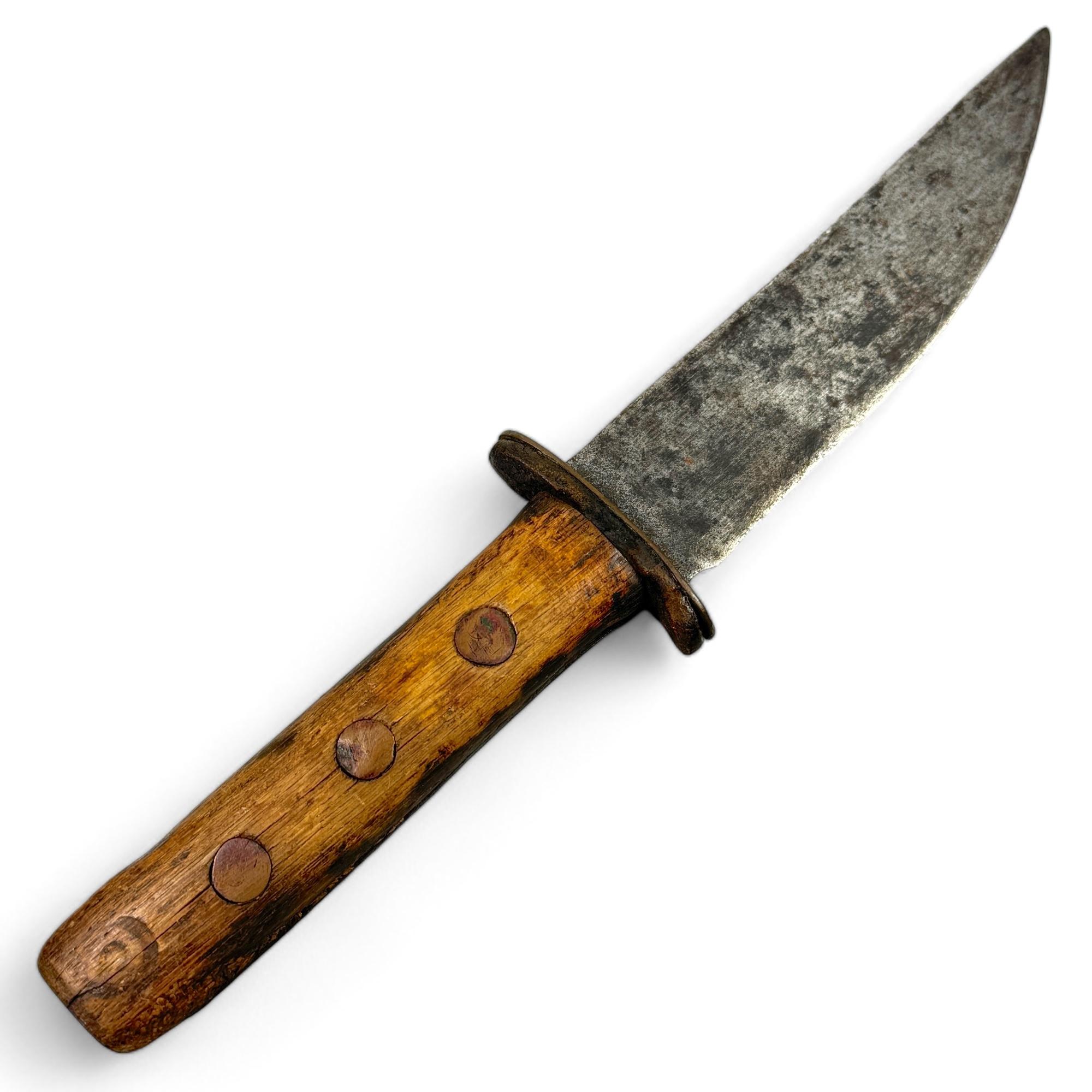 Antique home-made 3-rivet camp knife