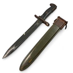 Vintage WWII-era U.S. military AFH M1 steel button-release bayonet