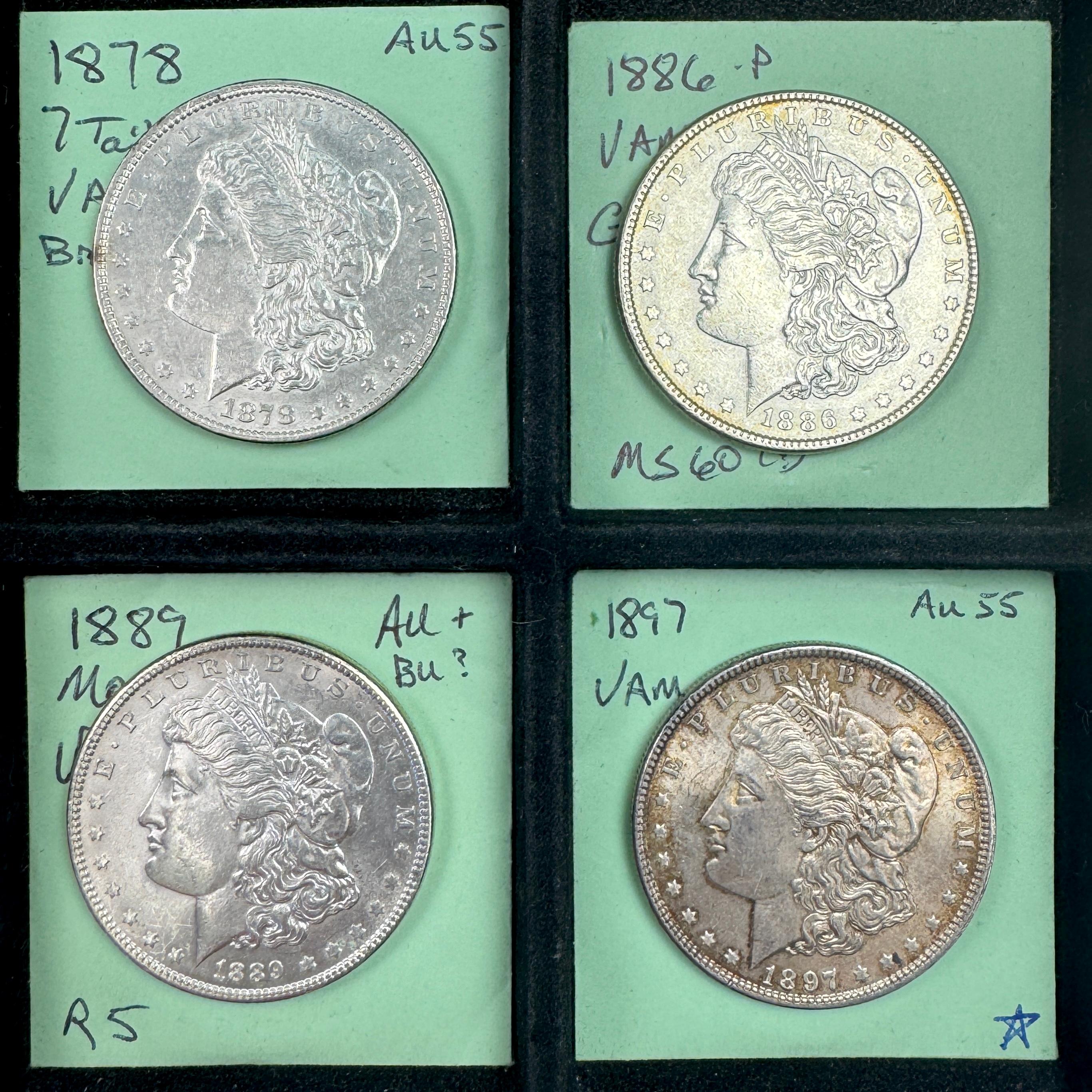 Lot of 4 VAM U.S. Morgan silver dollars