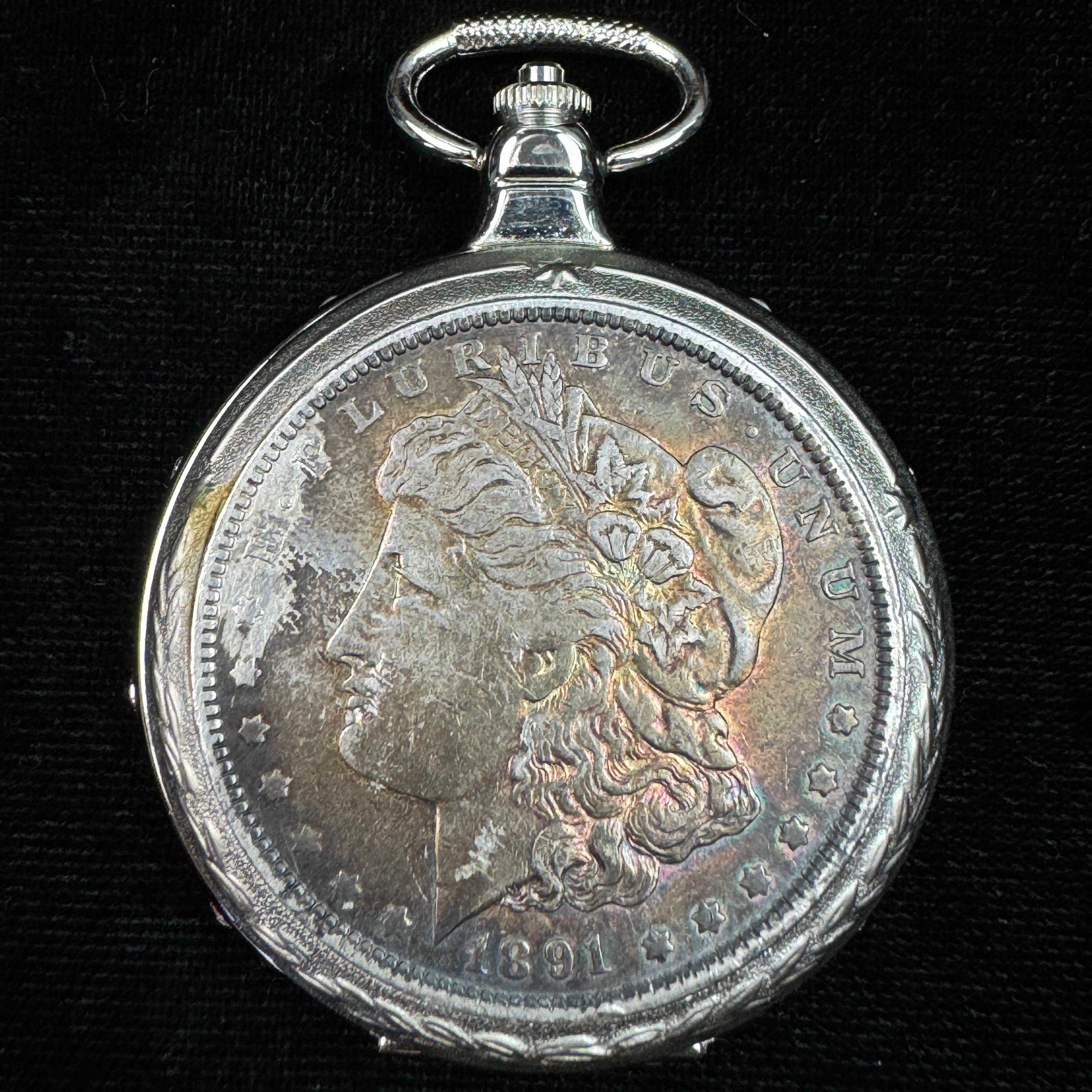 Like-new modern quartz American Historic Society covered pocket watch