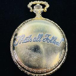 Like-new modern quartz Amitron Looney Toons Tweety Bird covered pocket watch