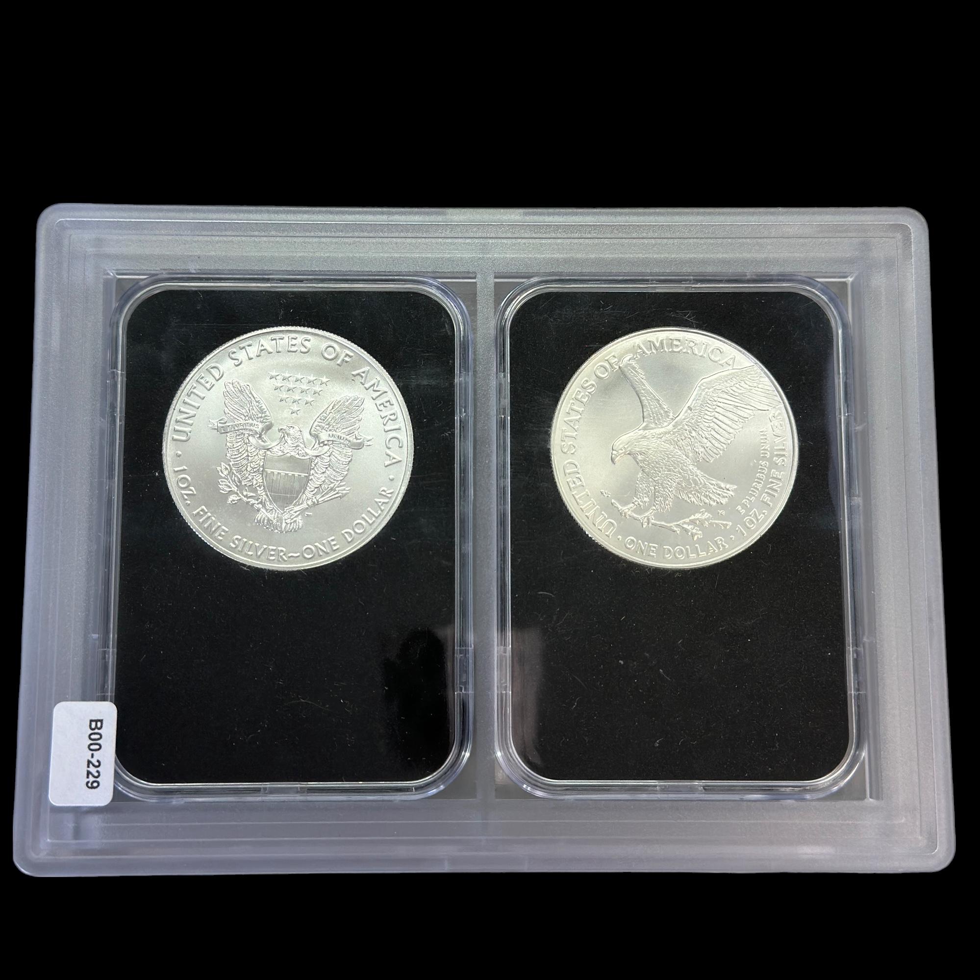 Pair of certified 2021 U.S. American Eagle silver dollars