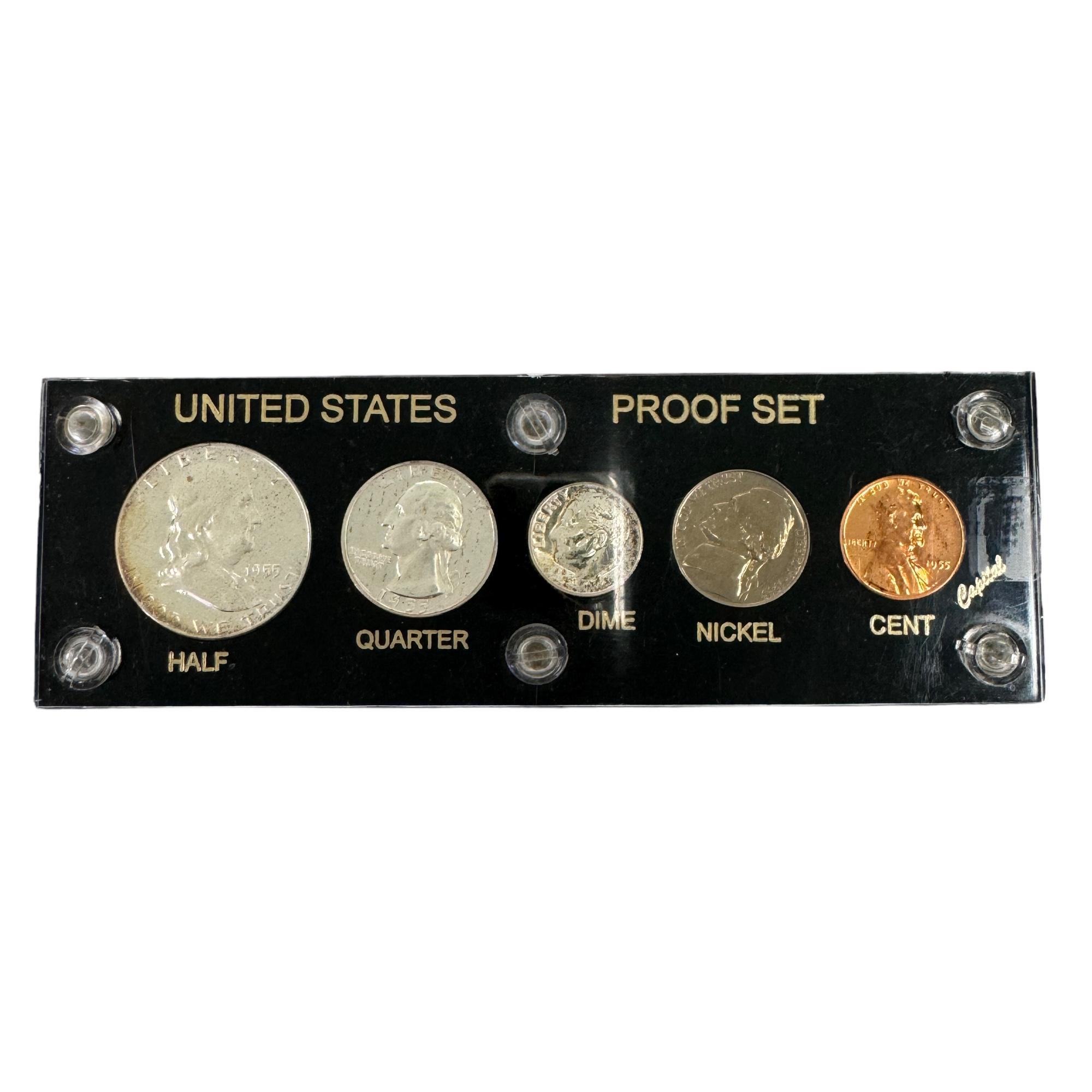 1955 U.S. 5-piece proof set in a Capital Plastics holder