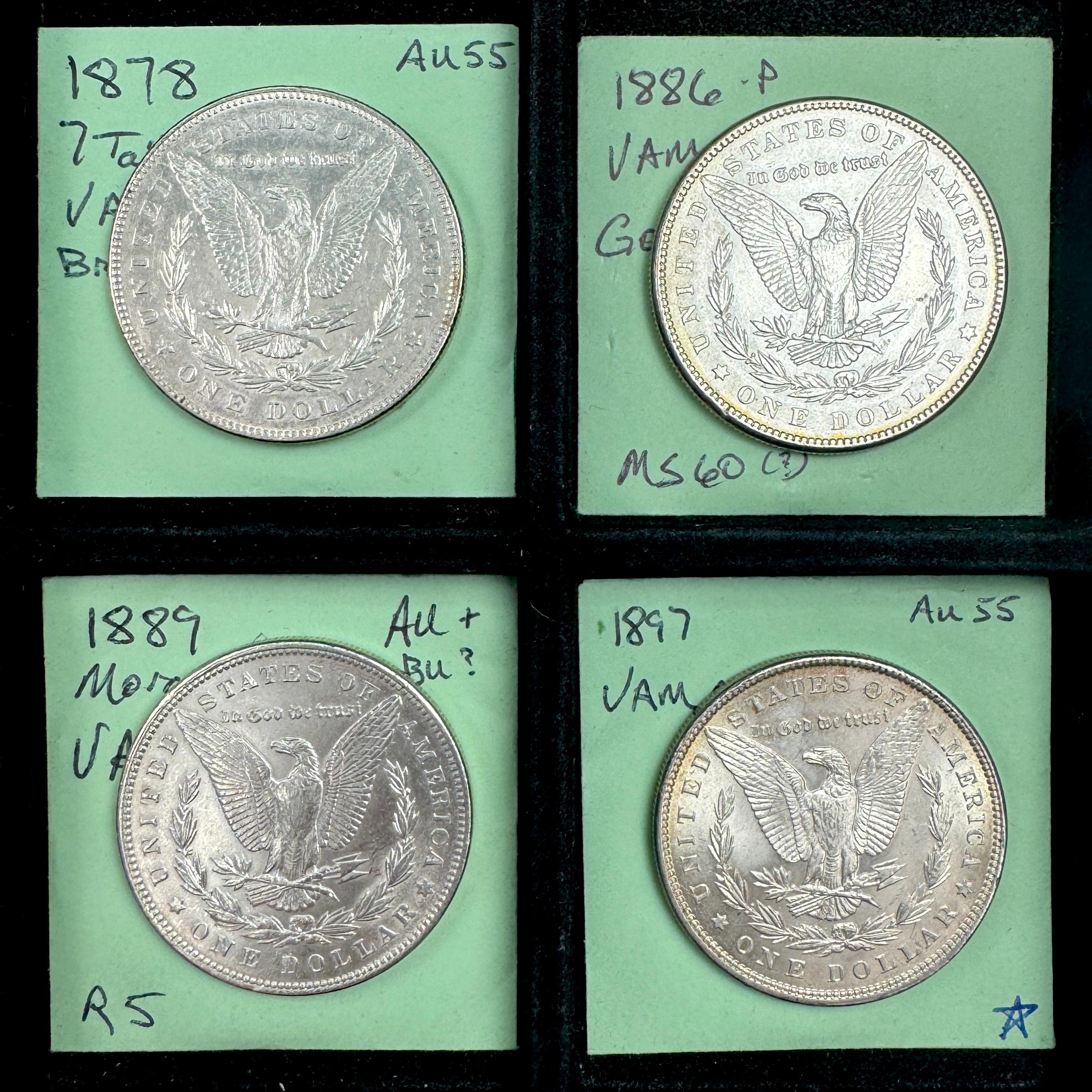 Lot of 4 VAM U.S. Morgan silver dollars