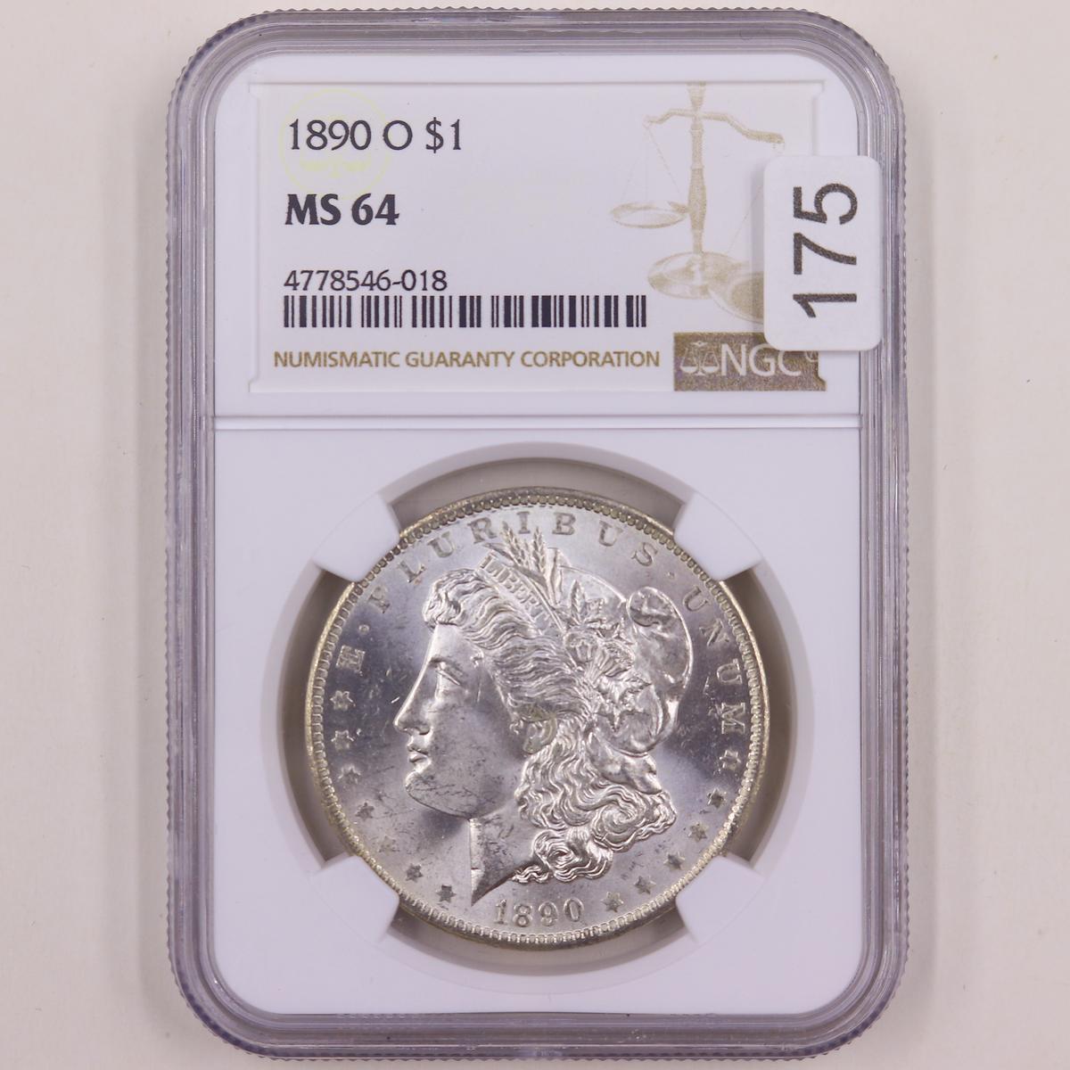 Certified 1890-O U.S. Morgan silver dollar