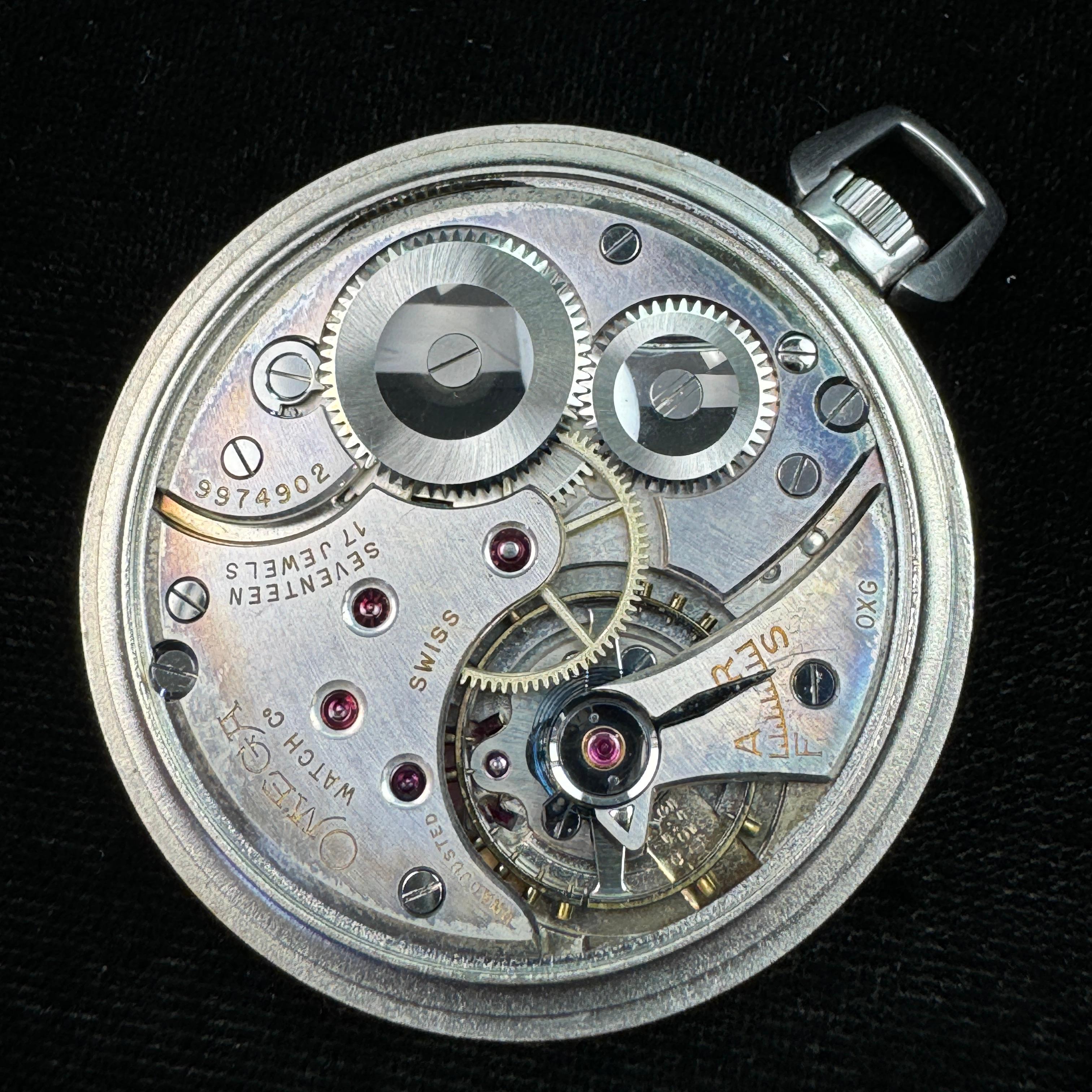 Circa 1939 17-jewel Omega open face pocket watch