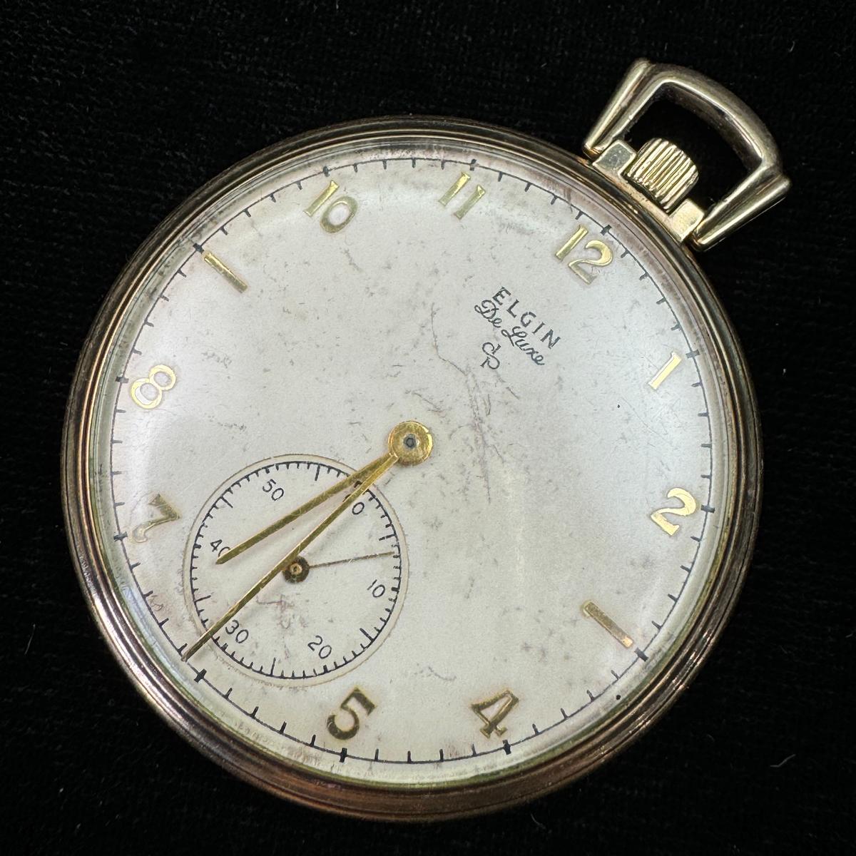 Circa 1951 17-jewel Elgin De Luxe model 5 open face pocket watch