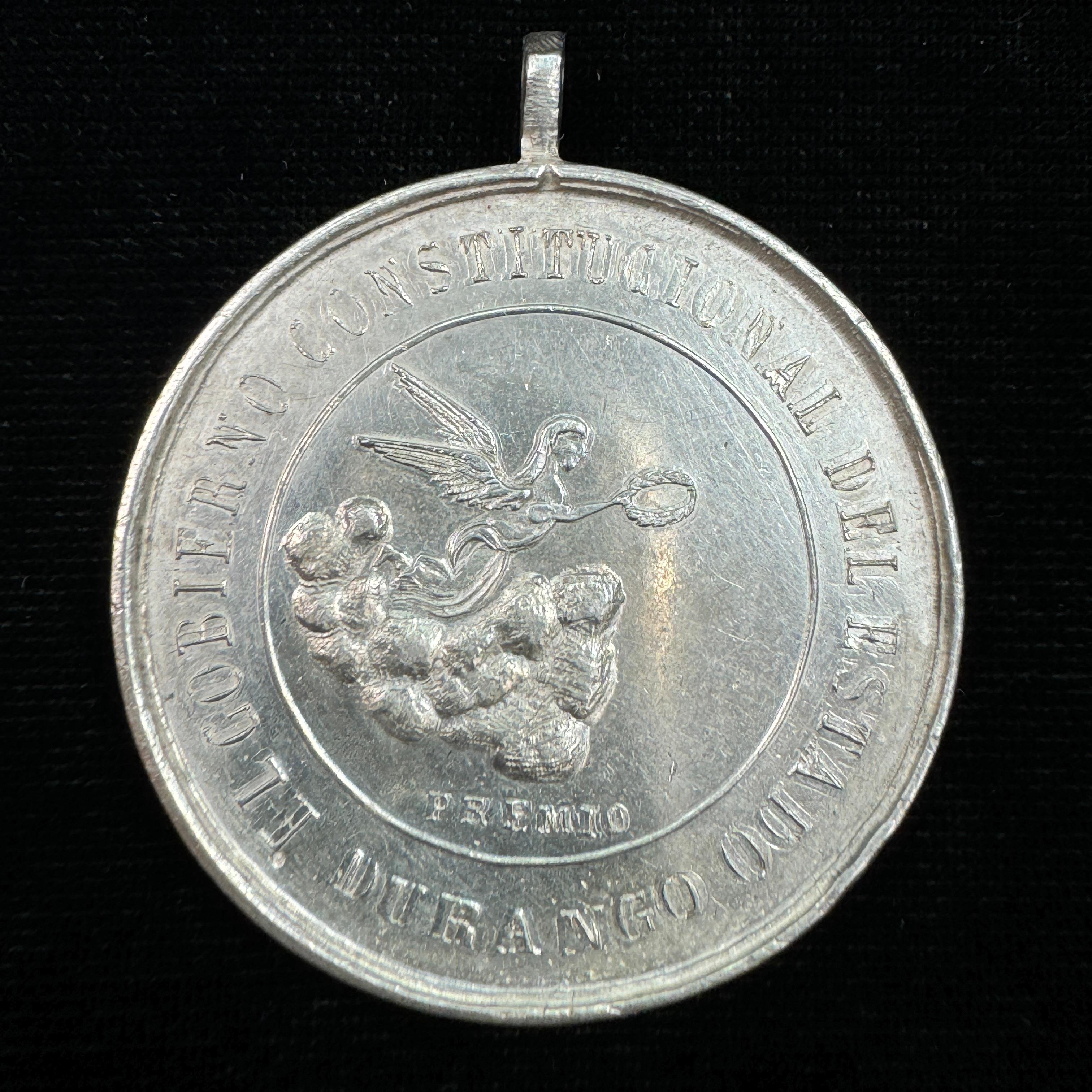 1877 Mexico .900 silver Juarez Institution commemorative medal in a sterling silver pendant
