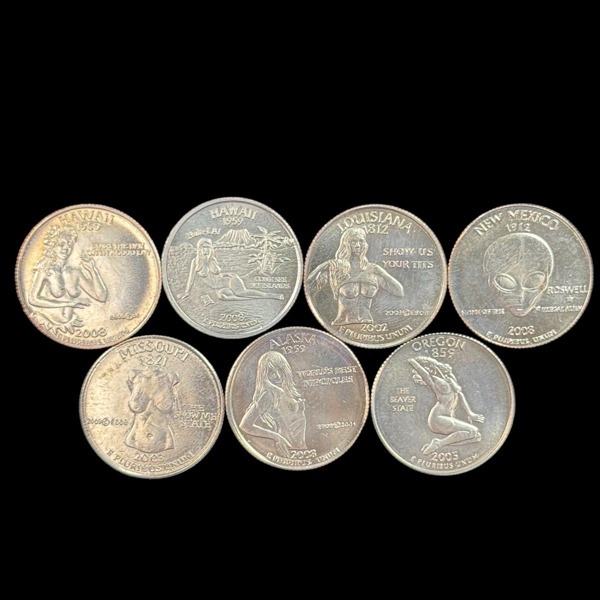 Lot of 7 fantasy U.S. state quarters