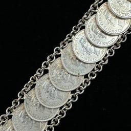 Vintage Great Britain silver-plated farthing bracelet