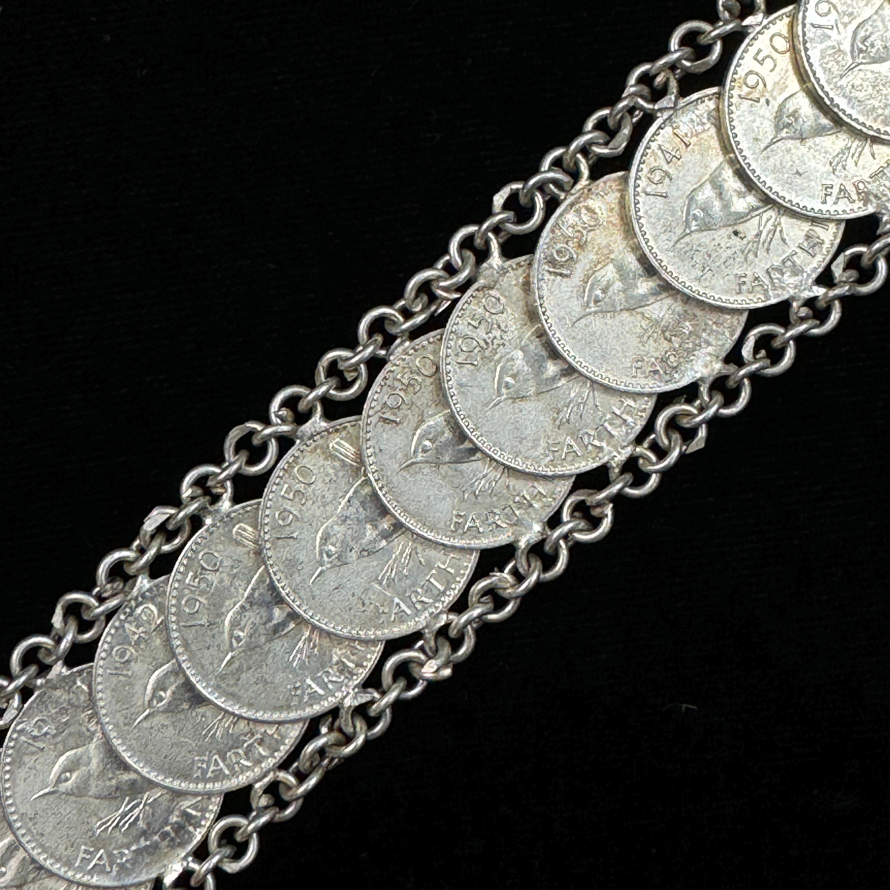 Vintage Great Britain silver-plated farthing bracelet