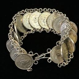 Vintage Great Britain silver-plated farthing bracelet