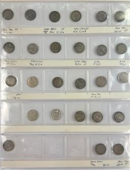 Near-complete 55-piece set of Canada silver 5-cent pieces from 1858-1920