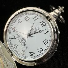 Like-new modern quartz American Historic Society covered pocket watch