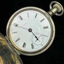 Circa 1885 7-jewel American Waltham "Sterling" model 1877 lever-set covered pocket watch