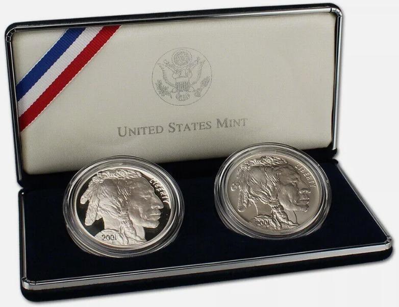 2001-P & D proof & uncirculated U.S. buffalo commemorative silver dollars