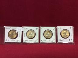 4 Sacagawea Dollars, Mint/B.U. 00-P+D, 01-P+D