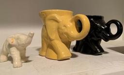 2 Frankoma Elephants + elephant figurine