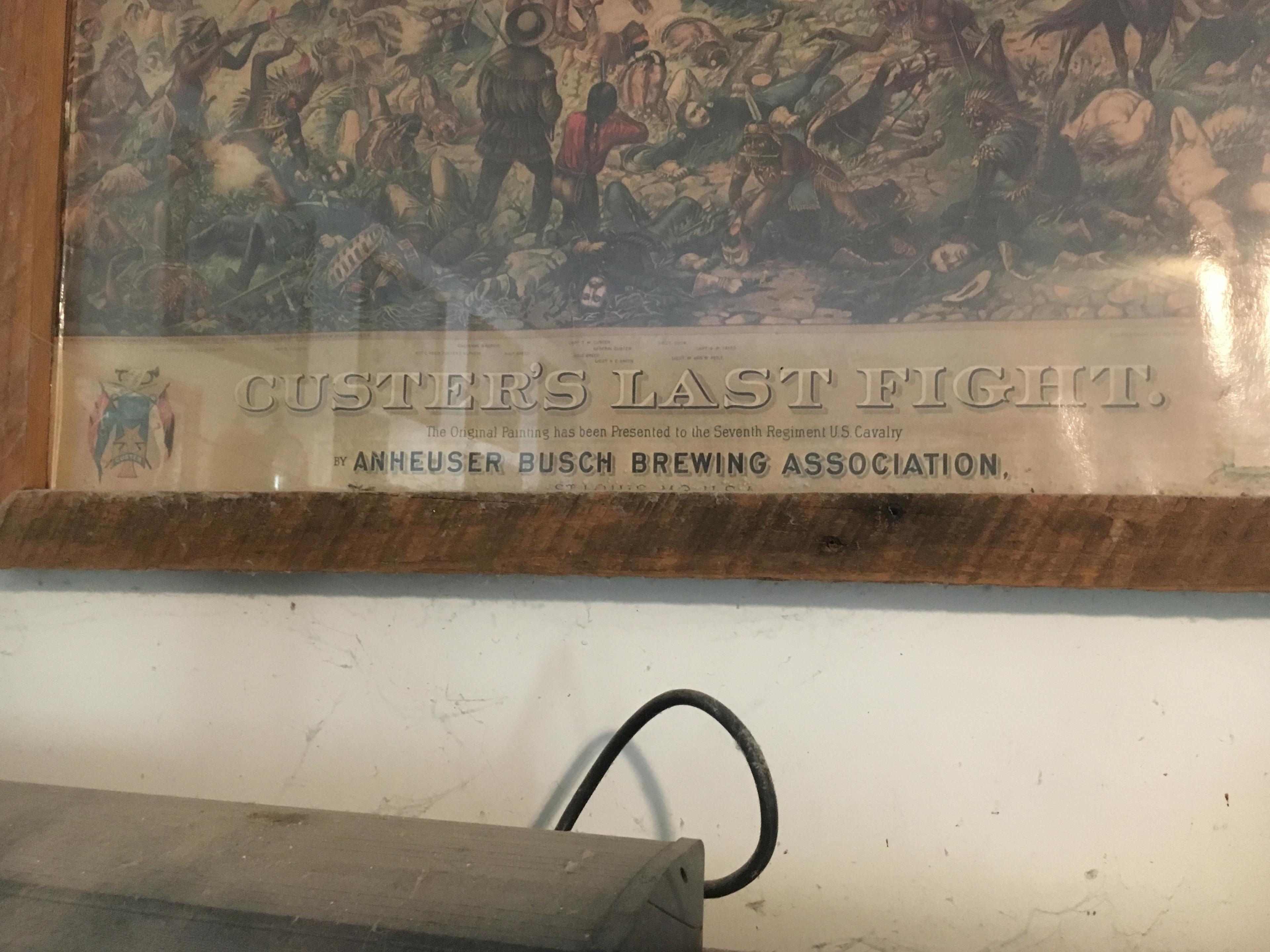 Framed Anheuser Busch Brewing Association "Custer's Last Fight" Sign