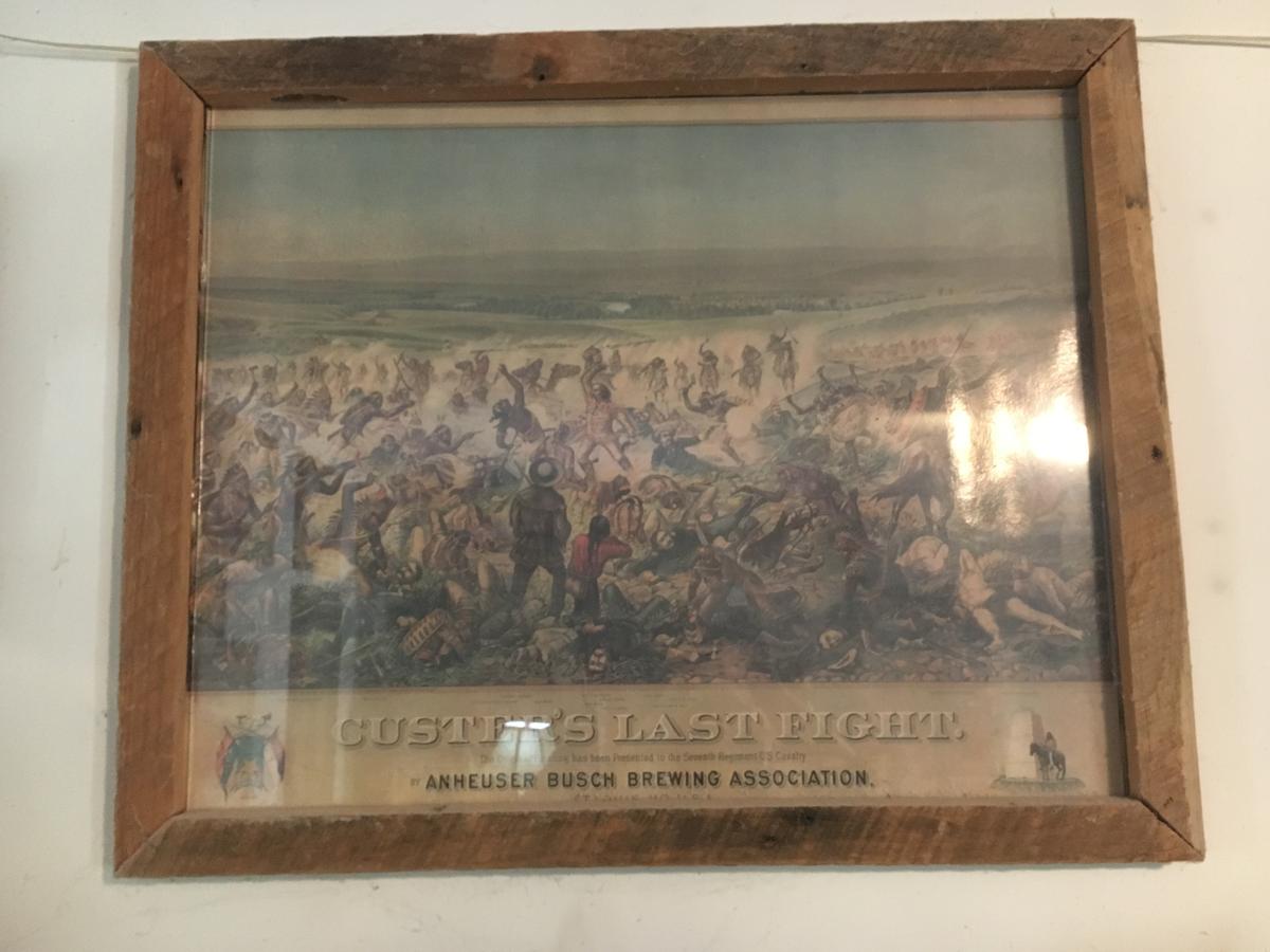 Framed Anheuser Busch Brewing Association "Custer's Last Fight" Sign