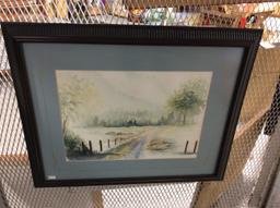 Framed Watercolor, 16x19.5 in.
