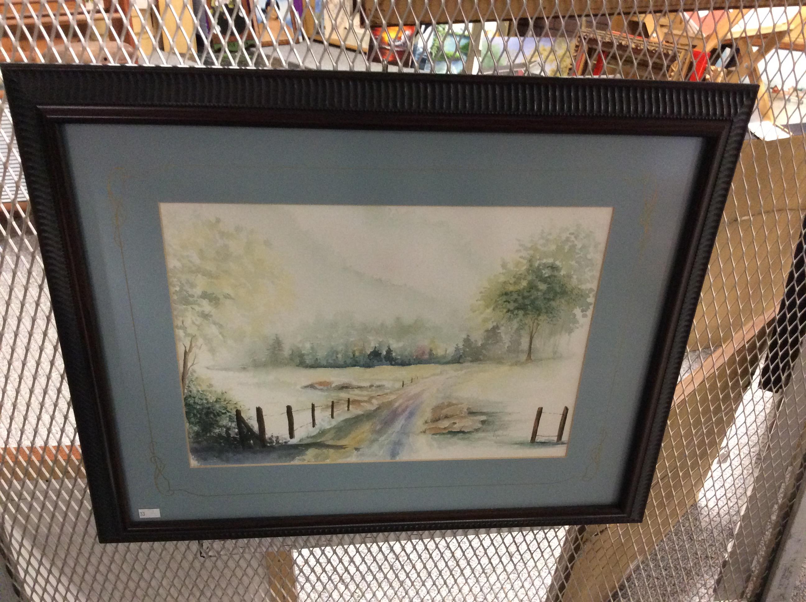 Framed Watercolor, 16x19.5 in.
