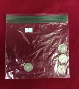 4 Silver Jefferson Quarters