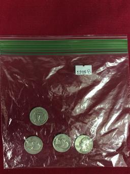 4 Silver Jefferson Quarters