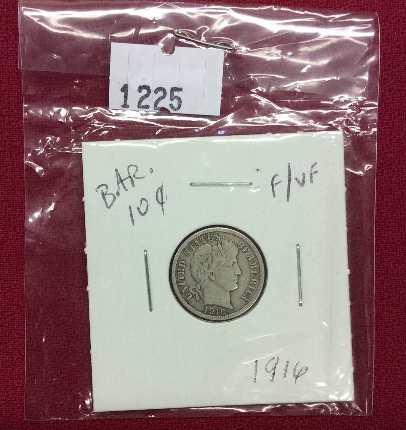 1916 Barber Dime F/VF
